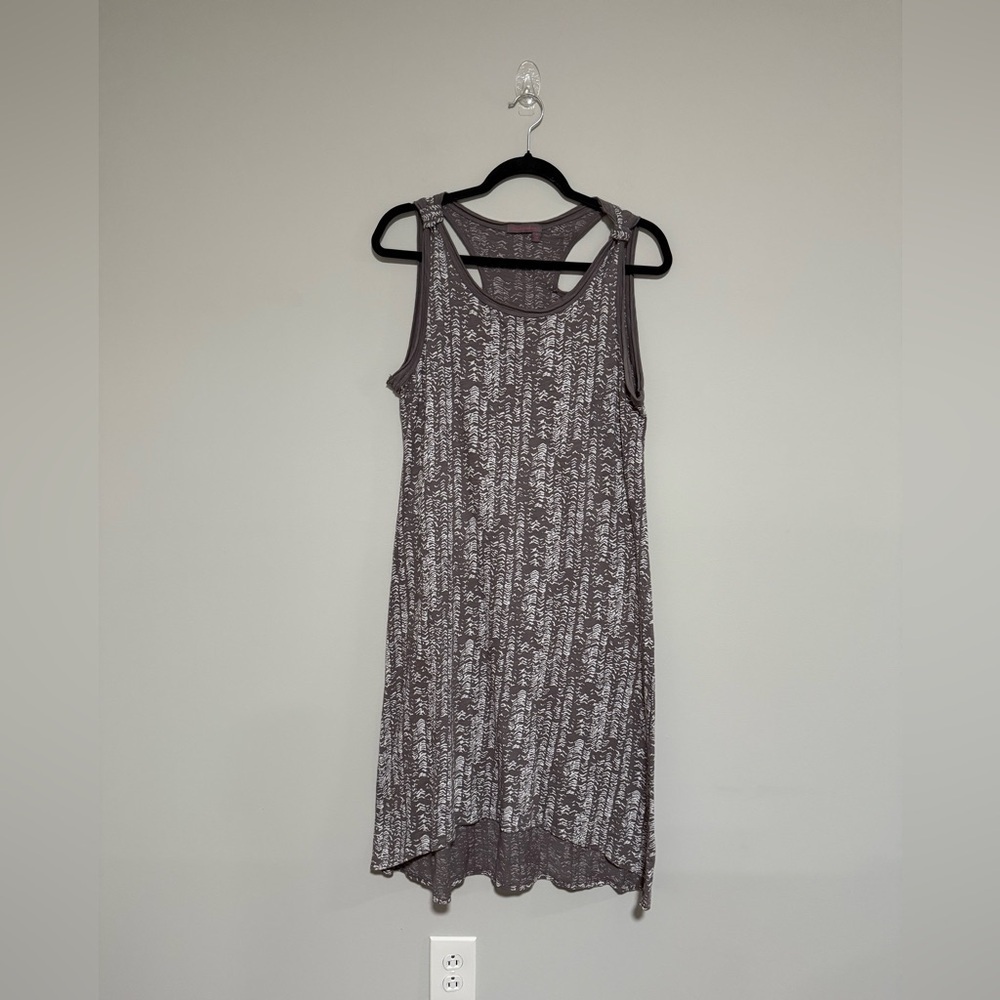Fresh Produce Gray/White Sleeveless Tank Dress Size Medium Casual Comfy Summer